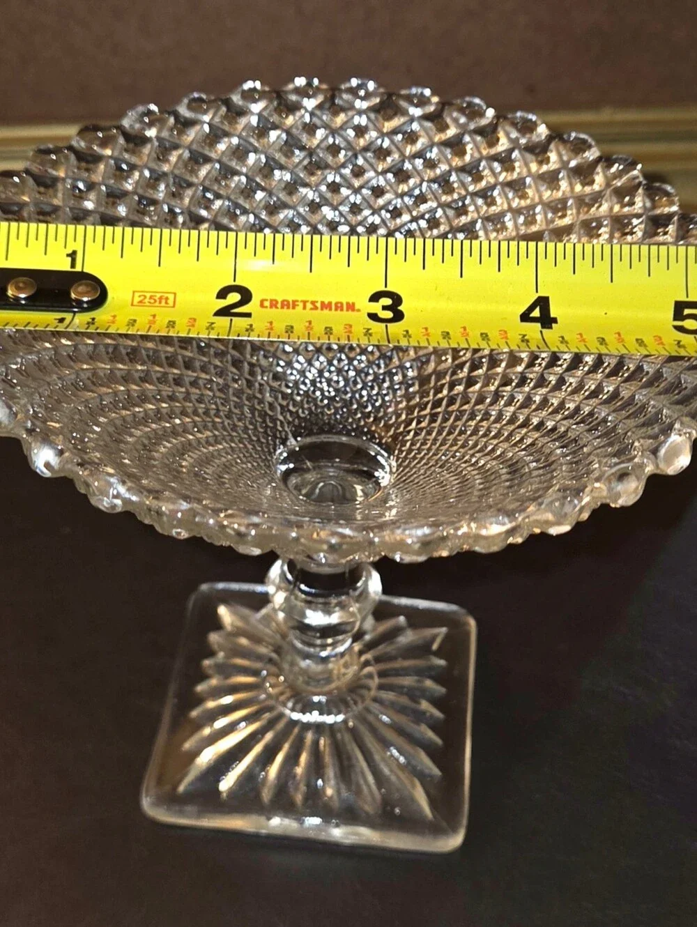 Vintage Anchor Hocking Miss America Clear Glass Compote - 1930's